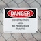 Signmission Construction Area No Pedestrian Traffic Danger Sign, Plastic, 10in W x 7in L, 2PK OS-2PACK-DS-P-710-L-1982 - alternate 8